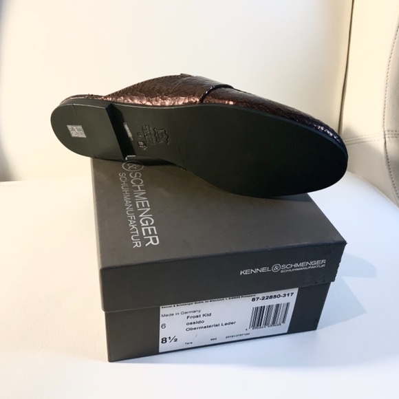 Kennel & Schmenger Tara Metallic Leather Flat Mule Slip-On Loafers Luxury Shoes - Picture 8 of 13